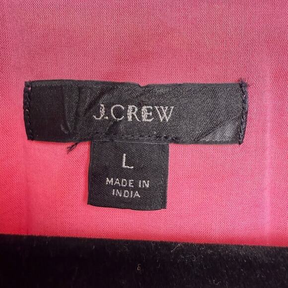 J Crew Blouse Womens Large Orange Pink Gingham Top Cotton Ruffle Wrap Picnic - Picture 4 of 7